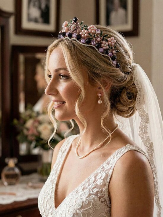 Rhinestone Princess Crown Headband Bridal Hair Accessories